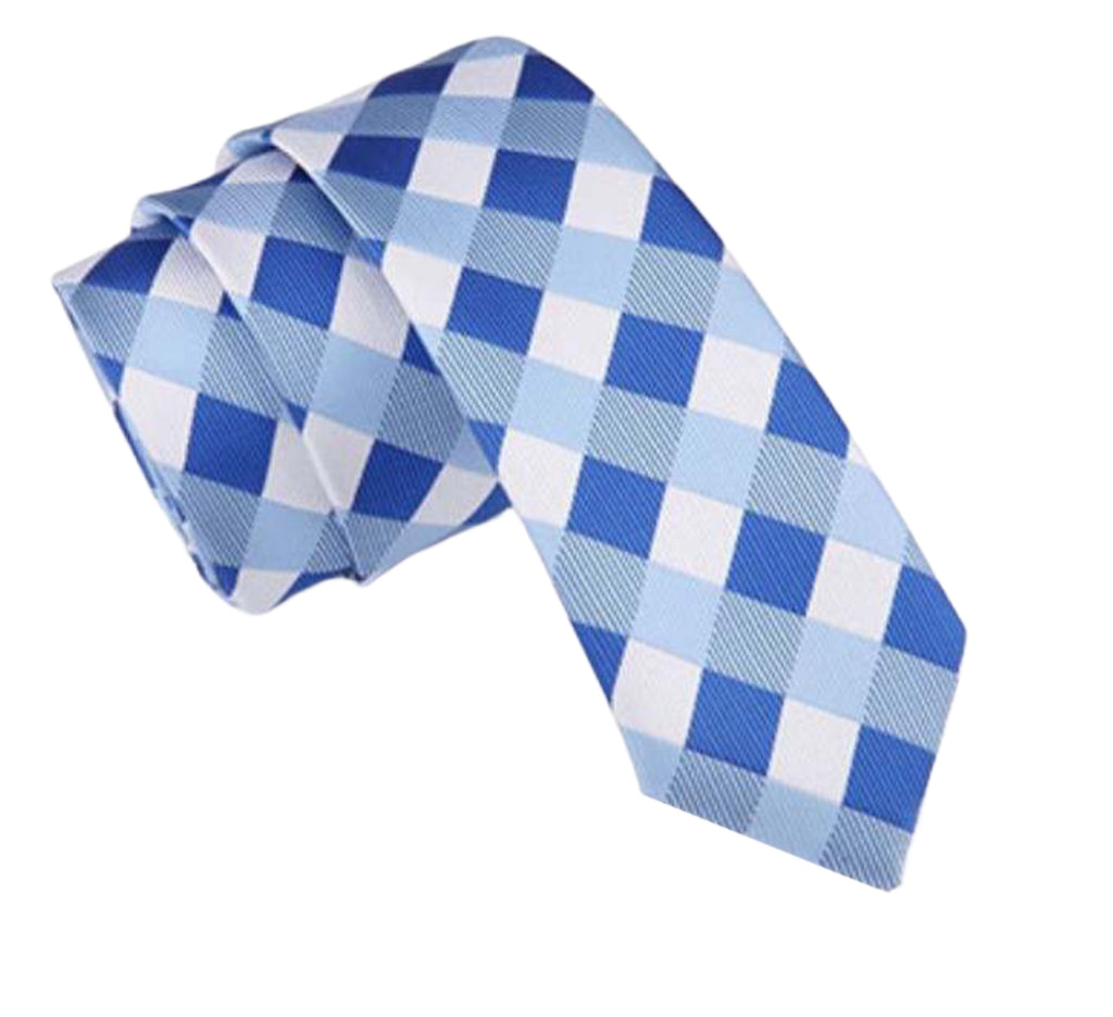 Blue & White Check Tie