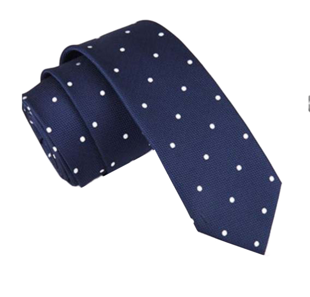 Navy White Spot Tie