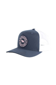 SIGNATURE BULL TRUCKER NAVY & WHITE WITH NAVY & PINK PATCH